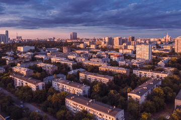 Fototapeta na wymiar Presnensky district of Moscow from the height of the drone