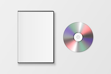 Vector 3d Realistic Closed CD, DVD with Plastic Cover Box Set Closeup Isolated on White Background. Design Template for Mockup. CD Packaging Copy Space. Top View