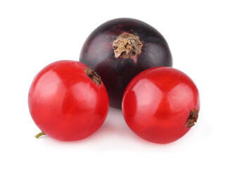 Currant berries isolated on white background, macro