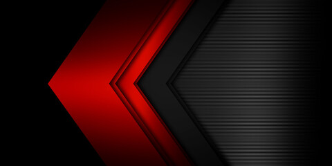 
Abstract red arrow direction on dark grey line mesh with text design modern futuristic background illustration