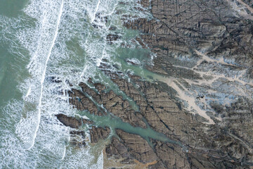 Rugged Barricane Beach coastline, woolacombe, Devon