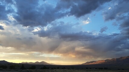 Rural Nevada Mountain Cloudy Sunset