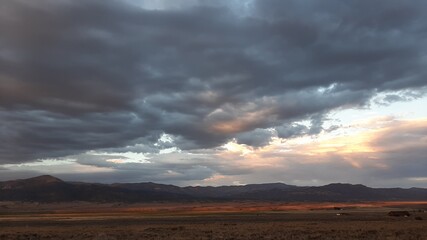 Cloudy Sunset over Rural Nevada Horizon