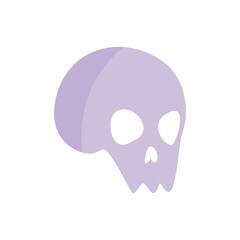 Vector illustration of a human skull in flat style on a white isolated background. Cute and funny skull vector graphics for mobile games, social media design, stickers, romance. Halloween collection