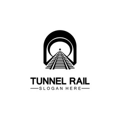 Rail with tunnel logo icon vector design template