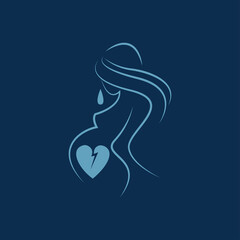 pregnancy loss, abortion, Miscarriage concept. Woman is crying in hospital or clinic. She lost her child. Flat Vector illustration.
