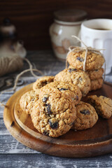 Homemade oatmeal cookies with raisins