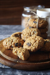 Homemade oatmeal cookies with raisins