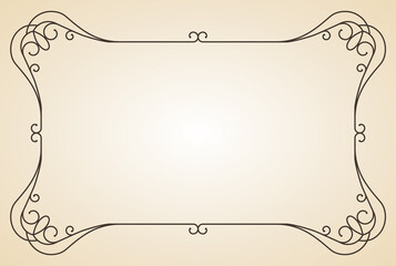 Decorative frame or border standard rectangle proportions background. Vintage design element. Ornate calligraph frame