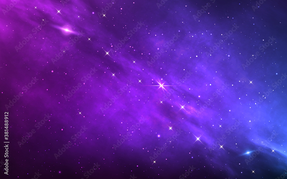 Wall mural space background. color nebula with shining stars. realistic cosmos with stardust and milky way. mag
