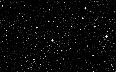 Space background. Cosmos texture on black backdrop. Dark universe with constellations in flat design. Starry milky way. Night sky with stardust for banner, poster, flyer. Vector illustration