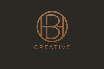 Abstract initial letter H and B logo,usable for branding and business logos, Flat Logo Design Template, vector illustration
