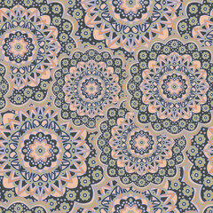 Persian medallion flower seamless ornament design.