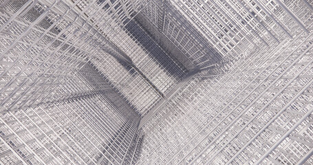 Obraz premium 3D BIM model of reinforcement framework of the building