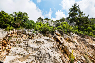 Fototapeta na wymiar Rocks on hillside beautiful and lovely landscapes of Turkey mountain