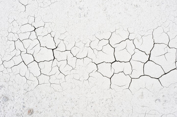 Detail of cracked clay soil texture.