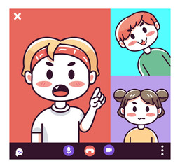Isolated kids videocall smartphone communication icon- Vector