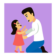 Isolated father day dady daughter cartoon - Vector