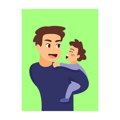 Isolated father day son baby cartoon - Vector