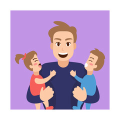 Isolated father day sons baby cartoon - Vector