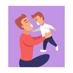 Isolated father day boy baby cartoon - Vector
