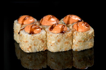 rolls on a black background