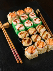 rolls on a black background
