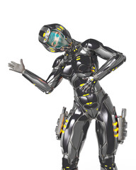 astronaut girl on sci-fi suit is dancing like a robot