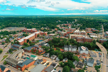 Naklejka na ściany i meble Aerial Drone Photography Of Downtown Dover, NH (New Hampshire) During The Summer