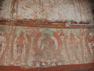 Historic and beautiful Buddhist art, Alchi Choskhor Gompa, Alchi, Leh, Ladakh, Jammu and Kashmir, India