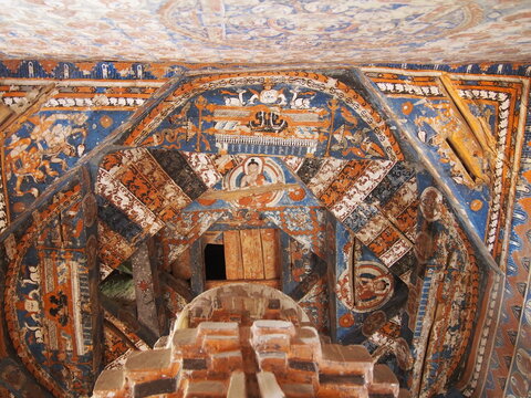 Historic and beautiful Buddhist art, Alchi Choskhor Gompa, Alchi, Leh, Ladakh, Jammu and Kashmir, India