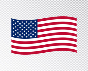USA flag waving on blank background. Vector illustration