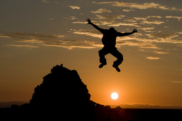 Man Leaping in Desert, Namibia