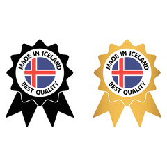 made in Iceland vector stamp. bagge with Iceland flag	
