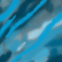 Blue spray paint ink texture. Graffiti painting on the wall. Street art and vandalism. Digitally airbrushed paper background.
