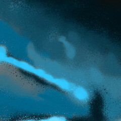 Blue spray paint ink texture. Graffiti painting on the wall. Street art and vandalism. Digitally airbrushed paper background.
