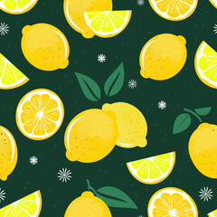Vector seamless pattern with lemons. Lemons vector seamless texture.
