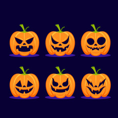 Collection of halloween pumpkins flat design free vector