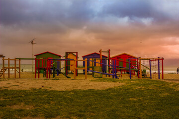 colorful changing rooms in St James beach Muizenberg Cape Town south Africa