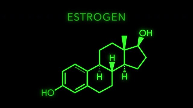 Estrogen or estrogen Molecular Structure Symbol Neon Animation on black background
