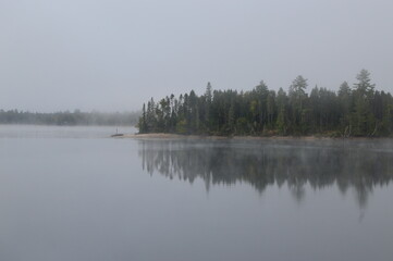 Morning mist on Kiamika reservoir