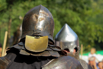 Fighting knights in iron armor