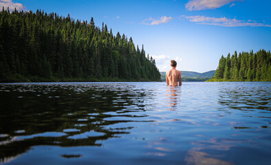 Man standing in a lake