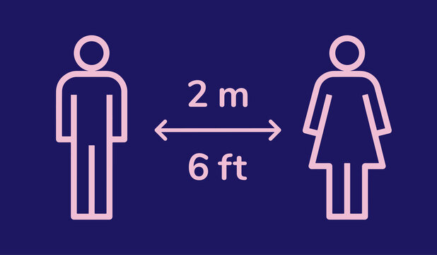 Social distancing 2m metre 6ft feet distance graphic icon illustration for Coronavirus Covid-19 quarantine pandemic epidemic