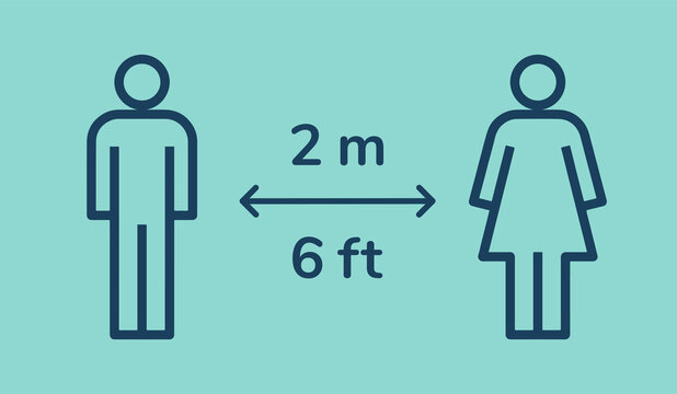 Social distancing 2m metre 6ft feet distance graphic icon illustration for Coronavirus Covid-19 quarantine pandemic epidemic