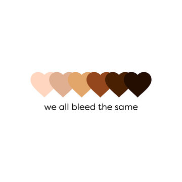 Black lives matter BLM anti racism racial equality skin tone hearts vector design for protest and activism against racial injustice and police brutality