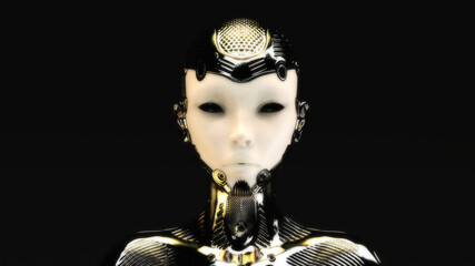 Artistic 3D illustration of a female cyborg © crimson