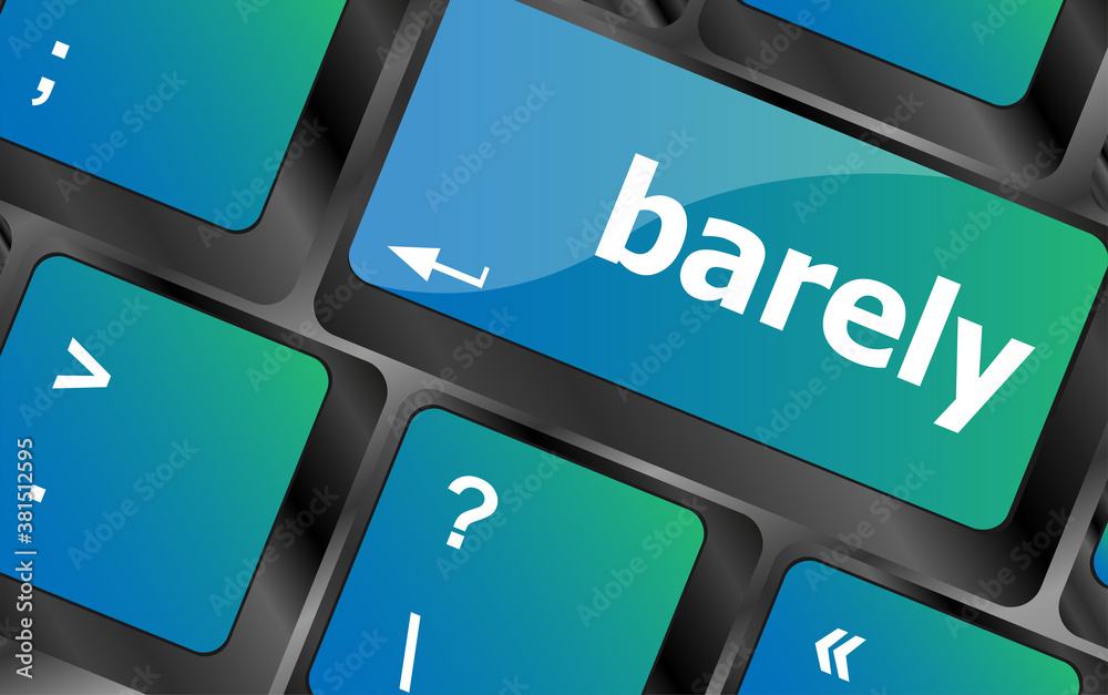 Poster barely word on keyboard key, notebook computer button