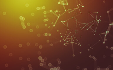 Fototapeta premium Abstract background. Molecules technology with polygonal shapes, connecting dots and lines. Connection structure. Big data visualization.