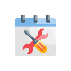 Schedule Service Flat Icon Style Illustration. 